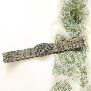 Vtg Metal Panel Chevron Zig Zag Elastic Belt